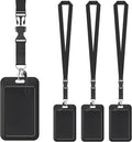 Uniclife 3 Pack Sliding Badge Holder Hard Black Vertical Plastic Card Case by UnicLife