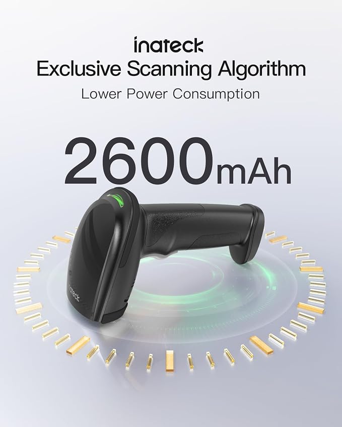 Inateck 2D Barcode Scanner, Wireless Bluetooth QR Barcode Scanner, Handheld - Image 3