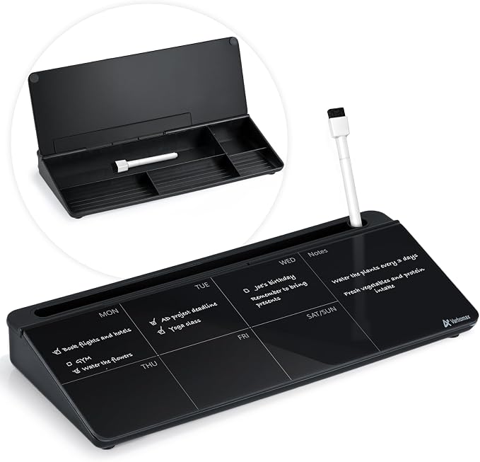 Varhomax Glass Weekly Planner Desk White Board, Desktop Calendar Whiteboard by Varhomax