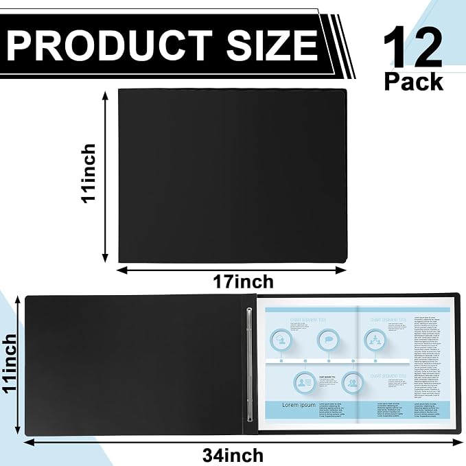 gisgfim 12 Pcs 11'' x 17'' Pressboard Report Cover 3" Capacity Metal Prong - Image 2