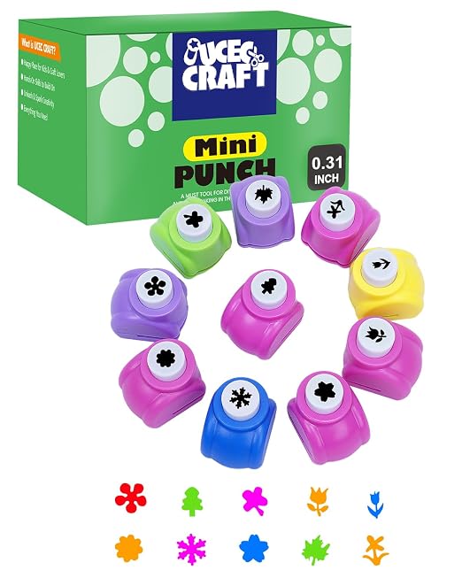 UCEC 10PCS Flower Hole Punch for Kids, Paper Punch Shapes for Crafting by UCEC