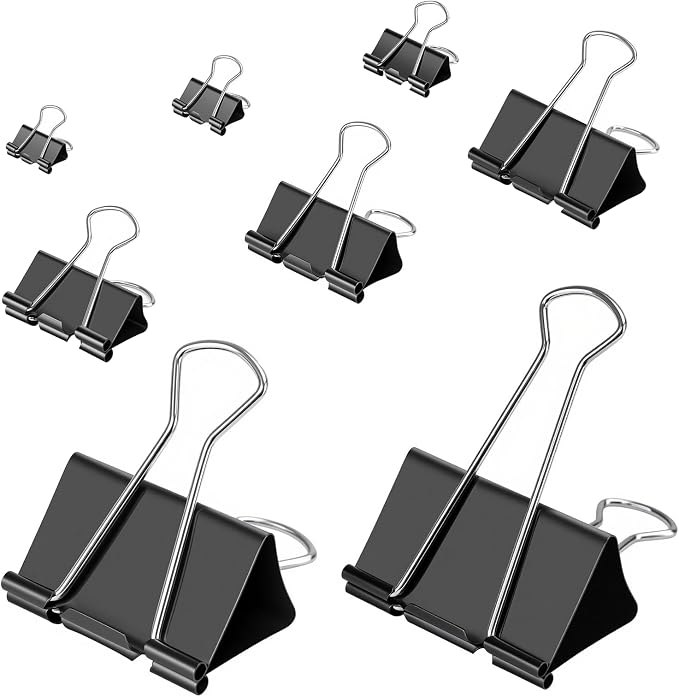 OWLKELA 80 Pcs Black Binder Clips, Paper Clamps, Paper Binder Clip, Metal Black by OWLKELA