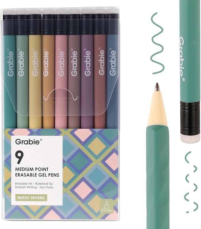 Grabie Erasable Gel Pens, Medium Point 0.7 mm Erasable Pens, Make Mistakes by Grabie