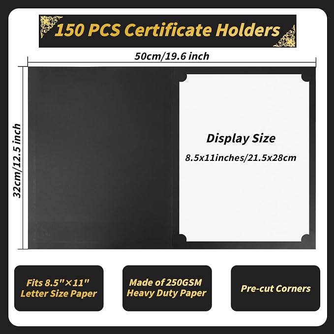 Oleitodh 150 Pcs Certificate Holders Bulk, Document Covers - Image 2