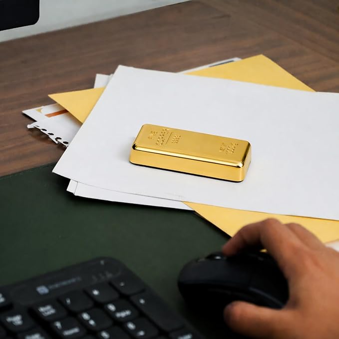 ZAHEPA Gold Bar Paperweight Pack of 1, Realistic Fake Gold Bars Desk Decor | - Image 3