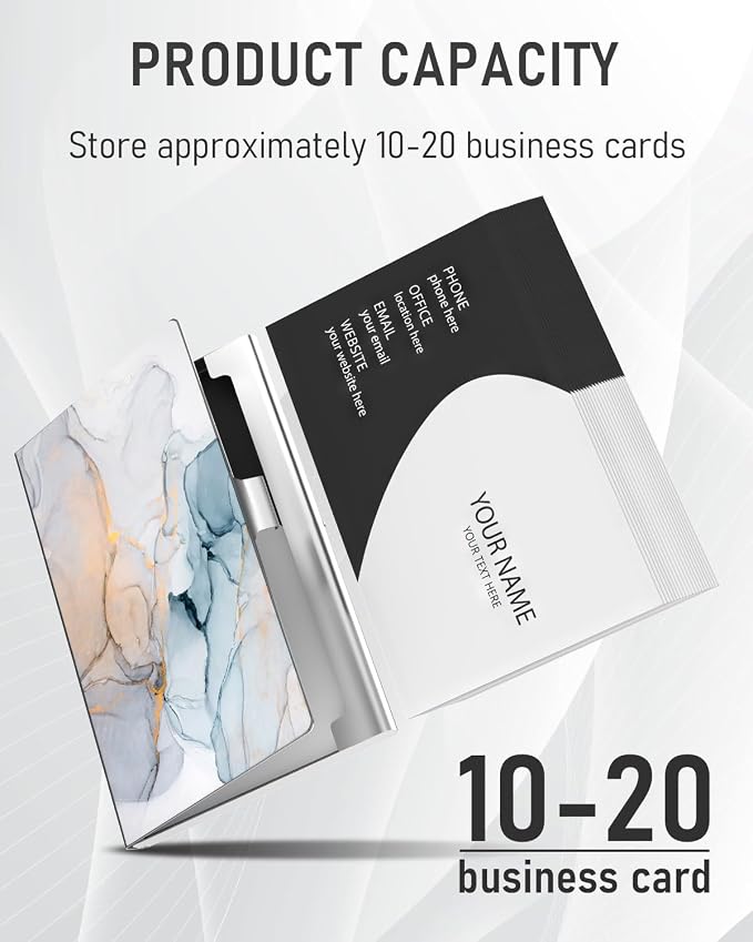 Business Card Metal Slim Organizer, Professional Stainless Steel Square Pocket - Image 2