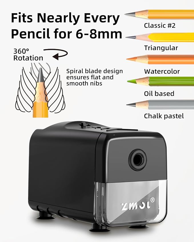 Zmol Electric Pencil Sharpener for Classroom, Heavy Duty Pencil Sharpener for - Image 2