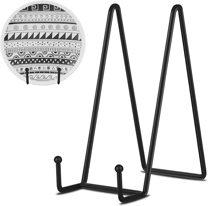 Decolore 8 Inch 3 Pack Black Metal Plate Holder Display Stands by Decolore