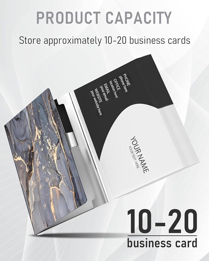 Business Card Metal Slim Organizer, Professional Stainless Steel Square Pocket - Image 2