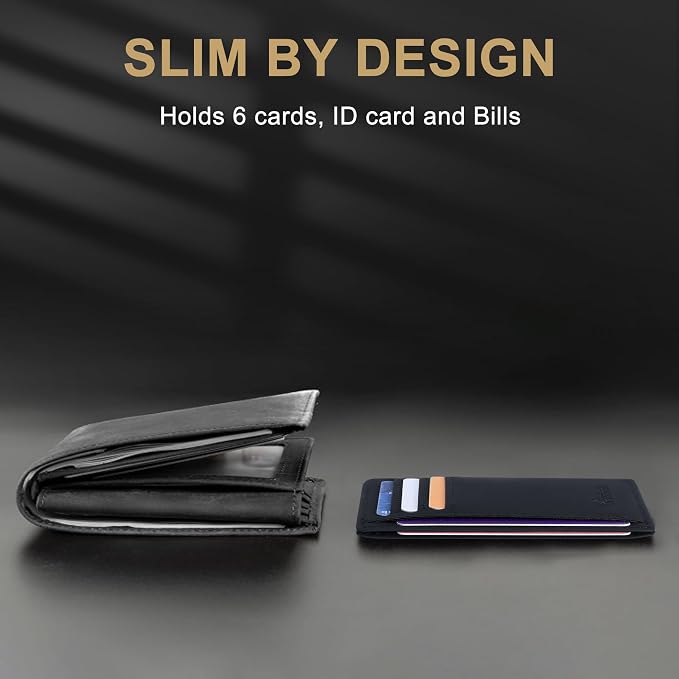 Travelambo Slim Wallet Front Pocket Minimalist Leather RFID Blocking Medium Size - Image 8