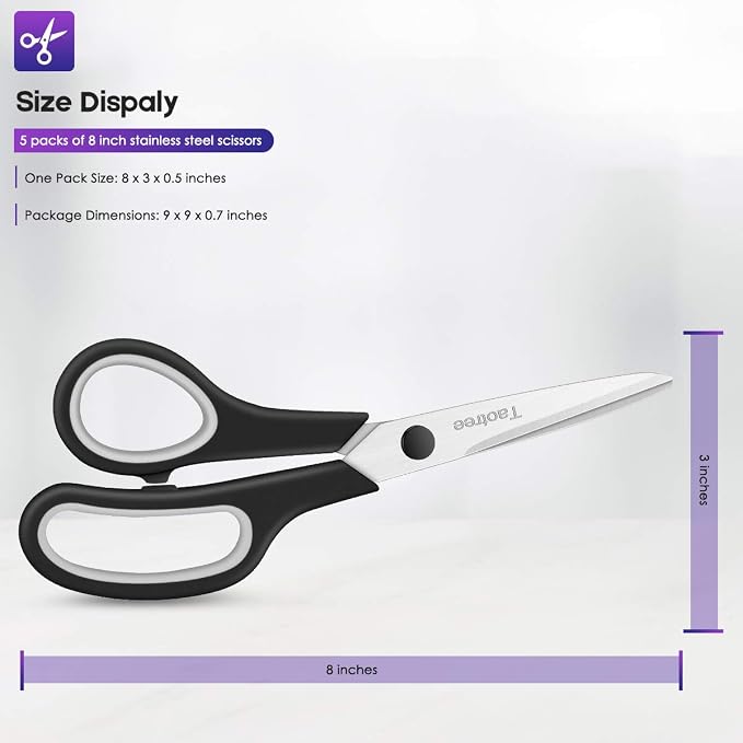 Scissors Bulk Set 40-Pack, Taotree 8" All Purpose Scissors - Image 5