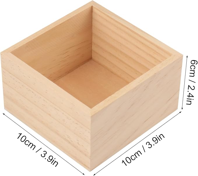 GNIEMCKIN 24 Pack 4 x 4 Inch Wooden Box, Unfinished Small Square Wooden Box - Image 2