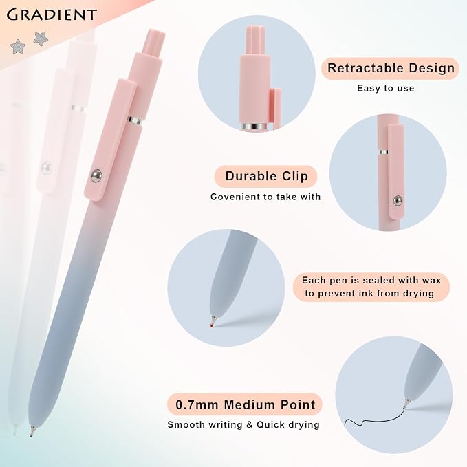 FIOVER 5pcs Gel Pens Black Ink Medium Point 0.7mm Pens Smooth Writing High-End - Image 3