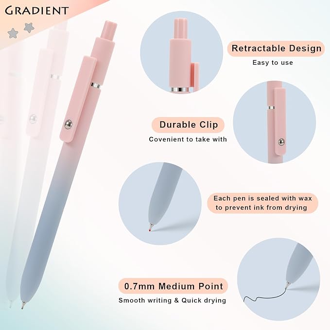 FIOVER 10pcs Gel Pens Black Ink Medium Point 0.7mm Pens Smooth Writing High-End - Image 6