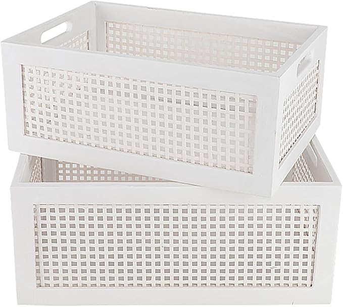 Desktop Storage Basket, Sundry Office Drawer Storage Box, Wood Frame Storage by HODAKJUE