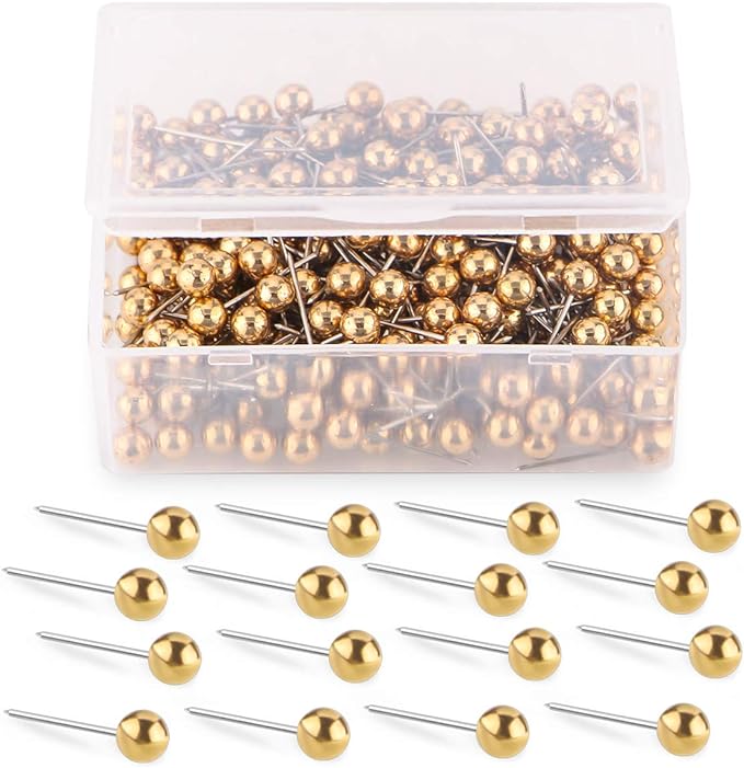 Push Pins Map Tacks 1/8-Inch Retro Metallic Color Beads Head Marking Push Pins by Yalis