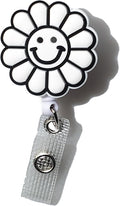 Funny Smiley Flower Blooming Nurse Badge Reel, Unique 3D Rubber-Textured Design by DQL