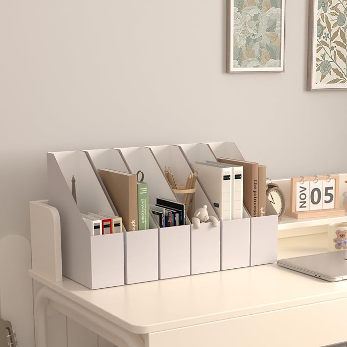 EXYGLO 12 Pack White Magazine File Holder, Cardboard Magazine Rack - Image 4