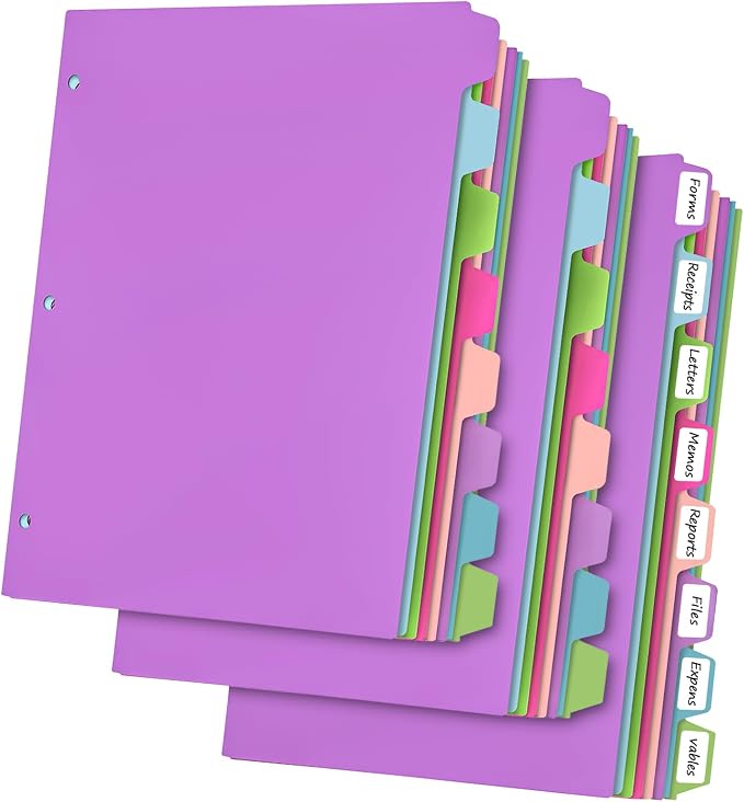 HABGP 24Pcs/3 Set Binder Dividers by HABGP