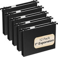 Plastic Hanging File Folders Letter Size, 12 Pack Reinforced 1" Expanding Heavy by NORDUN