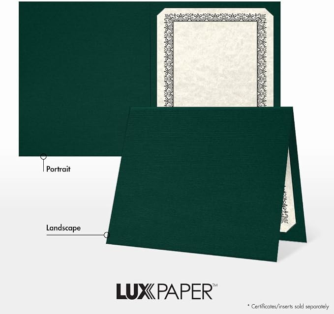 LUXPaper 9.5" x 12" Certificate Holders | Green Linen | 100lb. Cover | 50 Qty - Image 5