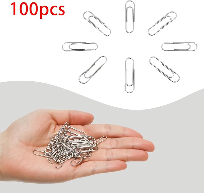 100 Pcs Silver Paper Clips, 1.1 Inch Colorful Paperclips | Colored Paper Clips - Image 4