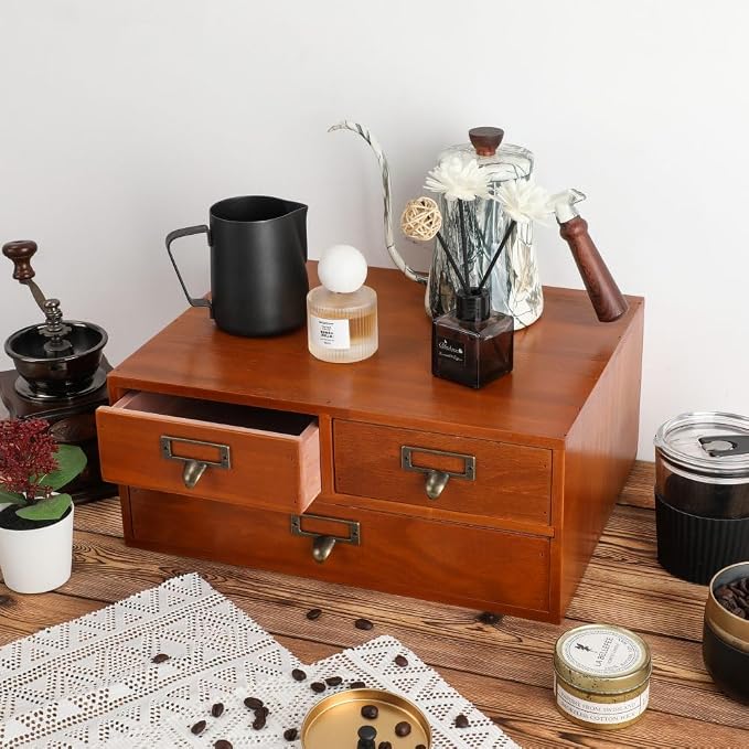 Wooden Storage Box Countertop Drawers Vintage Wooden Drawers Apothecary Cabinet - Image 2