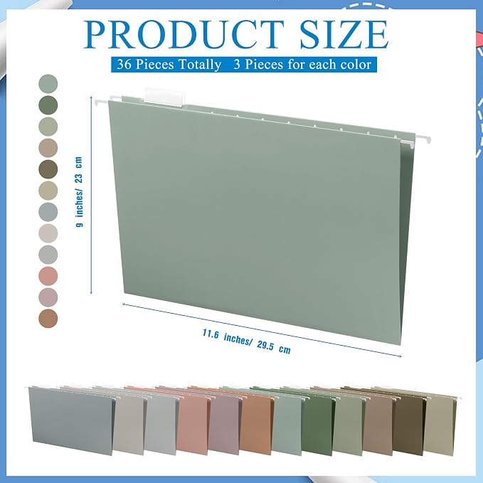 Yaomiao 36 Pcs 11.6 x 9 Inches Decorative Hanging File Folders - Image 2