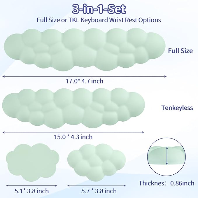Sushret Cloud Wrist Rest Keyboard, Cloud Keyboard Wrist Pad Set - Image 7