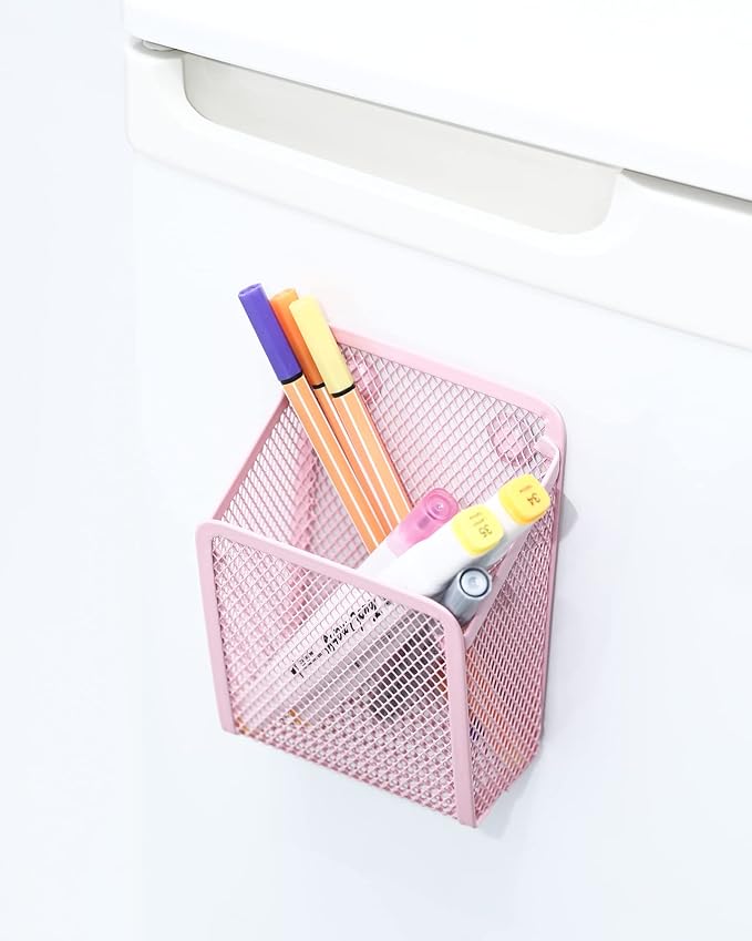 Magnetic Pencil Holder, Mesh Stainless Steel Pen Basket, Metal Writing Utensil - Image 6