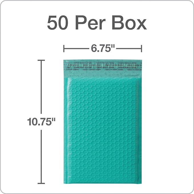 Quality Park Bubble Mailers, 6 x 9 Inch, Teal Poly Mailers, Padded Envelopes - Image 7