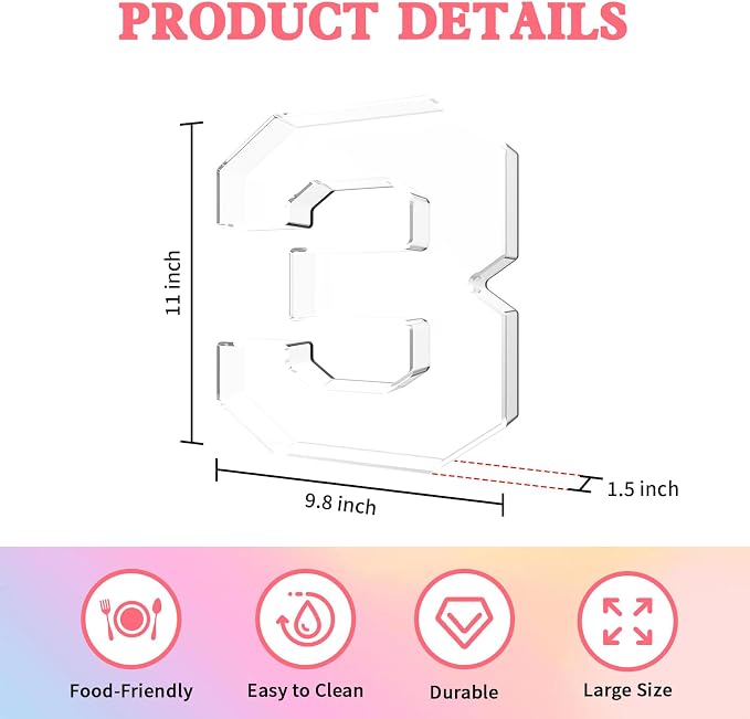 11" Acrylic Number Charcuterie Tray, Fillable Number Charcuterie Box - Image 2