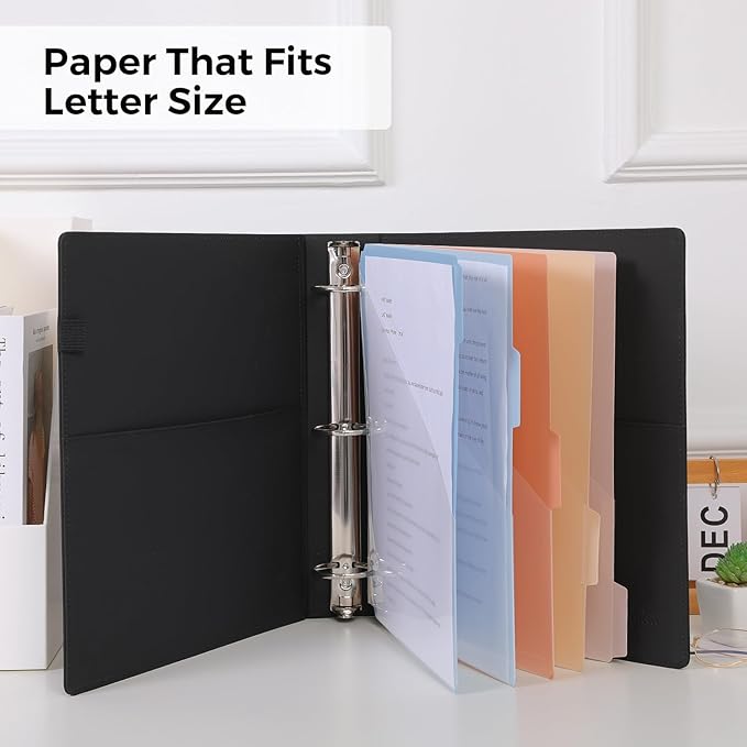 SKYDUE 3 Ring Binder with Clipboard, 2 Inch PU Heavy Duty Binder with Notepad & - Image 4