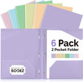 Sooez Folders with Pockets and Prong, 6 Pack, Pastels Colors, File Folders with by Sooez