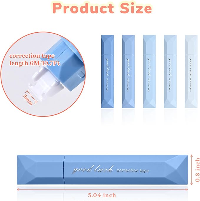 Temiary 5 Pcs White Correction Tapes, Aesthetic Correction Tape Pens Smooth - Image 2