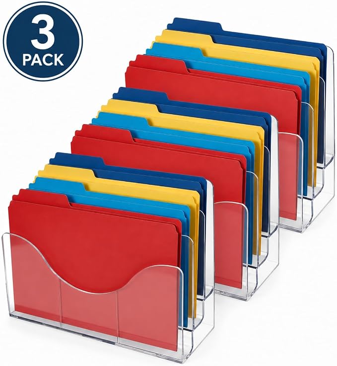 Azar Displays 250099-3PK Three Tier File and Brochure Desktop Wall Organizer - Image 2