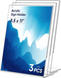 3 Pack Acrylic Sign Holder 8.5x11 Inches, L-Shape Vertical Menu Holder Stand by Dooiclear