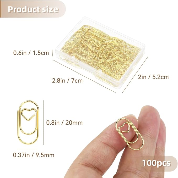 100 Pcs Love Heart Shaped Paper Clips, 0.78inch Cute Mini Paperclips - Image 2