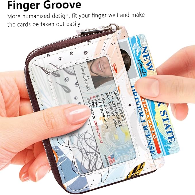 FurArt Zipper Wallet Women, RFID Blocking Credit Card Wallet, Business Card - Image 2