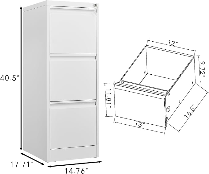 3 Drawer Vertical File Cabinet - Image 2