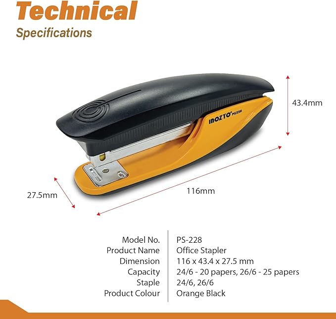 Ergonomic Stapler, 20 Sheet Capacity & 100 Staples Storage, - Image 7