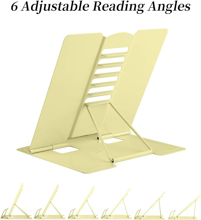 MSDADA Desk Book Stand Metal Reading Rest Book Holder Adjustable Cookbook - Image 3