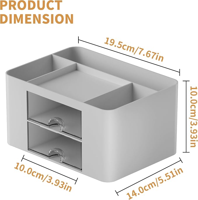 Marbrasse Pen Organizer with 2 Drawer, Desk Organizers and Accessories with 5 - Image 4