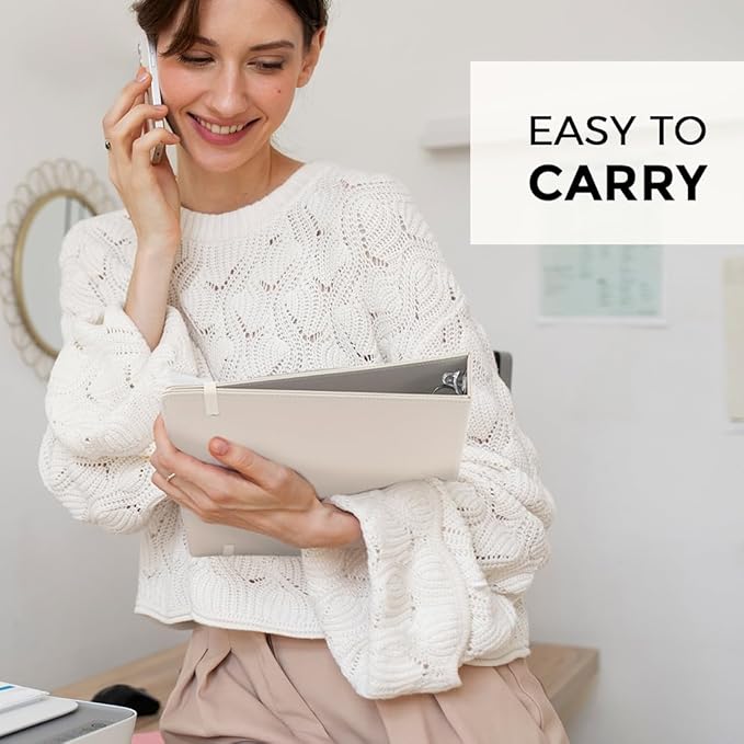 SKYDUE 3 Ring Binder with Clipboard, 1 Inch Binder, 13.2" × 10.2" PU Clipboard - Image 5
