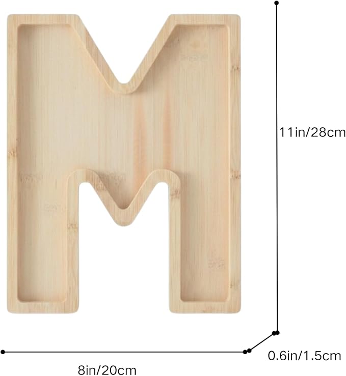Bamboo Letter Food Board Tray Fillable Wooden Snack Serving Platters - Image 4