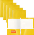 Better Office Products 2 Pocket Glossy Laminated Yellow Paper Folders, Letter by BetterOfficeProducts