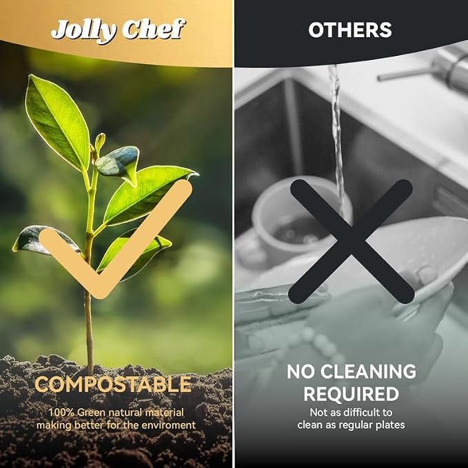 JOLLY CHEF Small Compostable 5 Compartment Paper Plates 10 * 8.25 * 1 inch 125 - Image 9