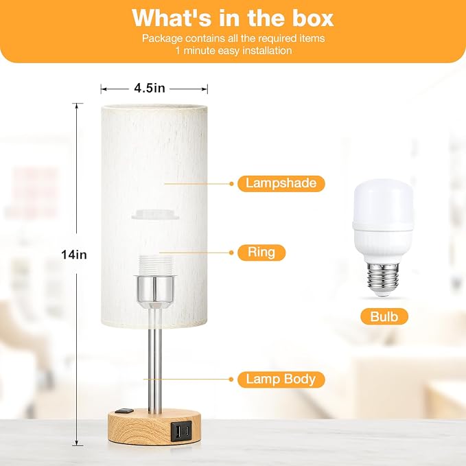 Fenmzee Bedside Table Lamp for Bedroom - Image 5