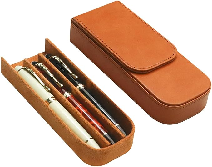 Leather Triple Pen Case Pencil Pouch Holder - Image 8