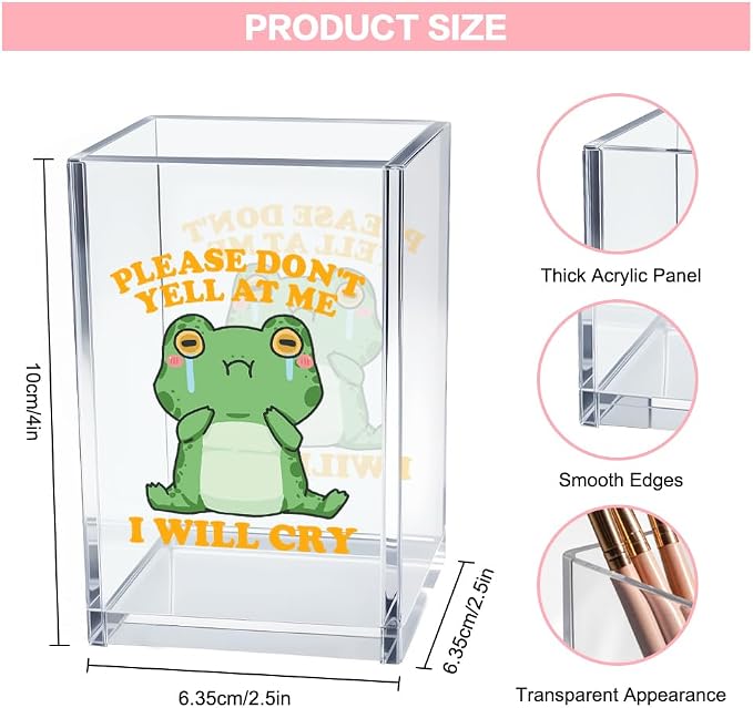 Please Don't Yell at Me I Will Cry Acrylic Cosmetic Pencil Pen Holder Cup - Image 2